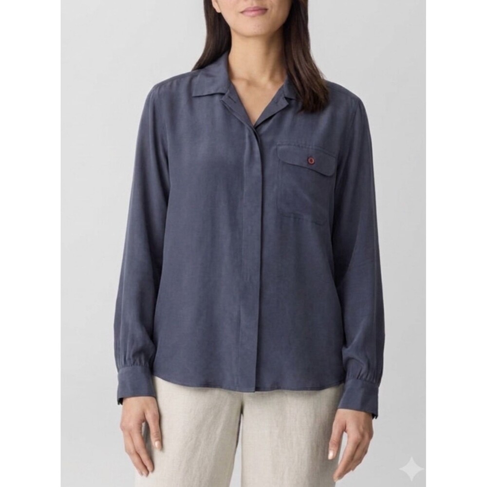 Vintage Nordstrom 2567 Basics 100% Silk Long Sleeve Button Shirt Womens Size 4